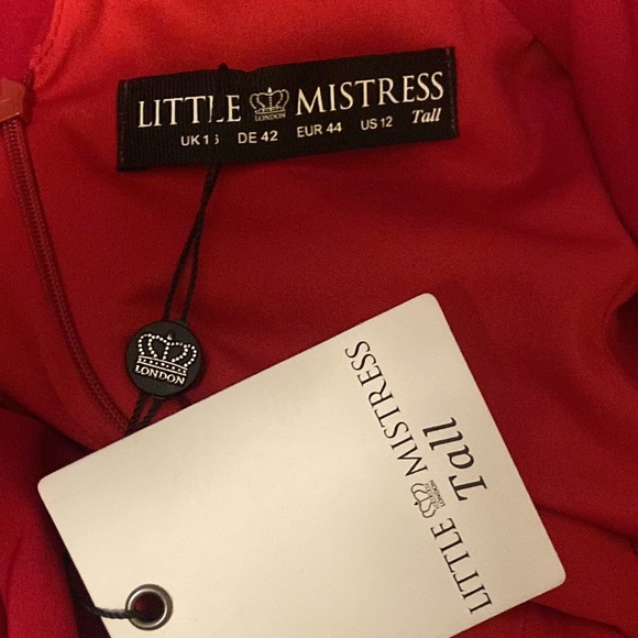 NWT Little Mistress Red Lace Trimmed Formal Dress- Size 12Tall - Picture 9 of 9